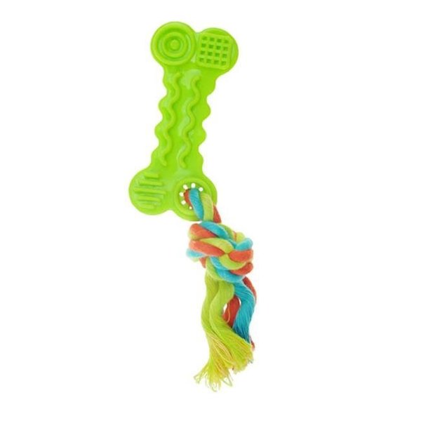 Chompers Chomper ZD1923 01 Rope with TPR Bone Dog Toy; Yellow ZD1923 01